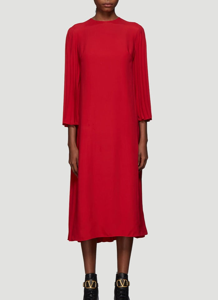 VALENTINO VALENTINO PLEATED CREPE DRESS