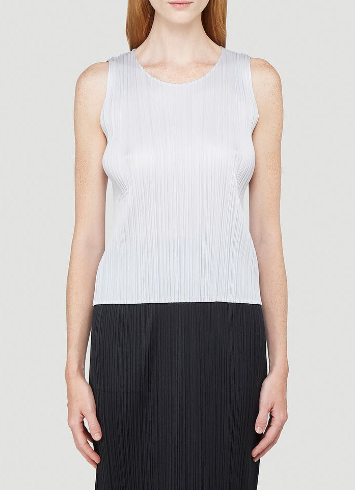 ISSEY MIYAKE PLEATS PLEASE BY ISSEY MIYAKE CRENECK TANK TOP