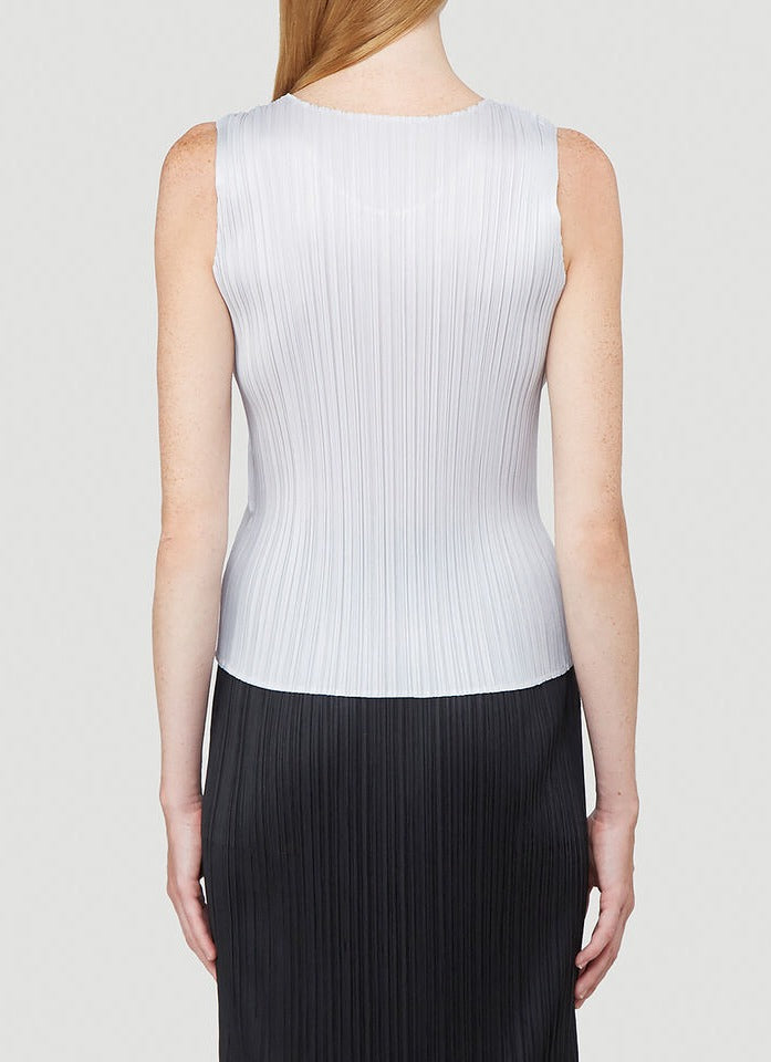 ISSEY MIYAKE PLEATS PLEASE BY ISSEY MIYAKE CRENECK TANK TOP