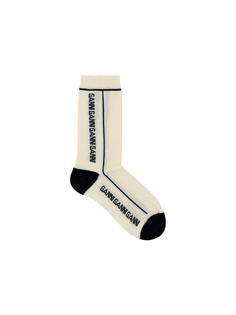 GANNI GANNI LOGO INTARSIA SOCKS