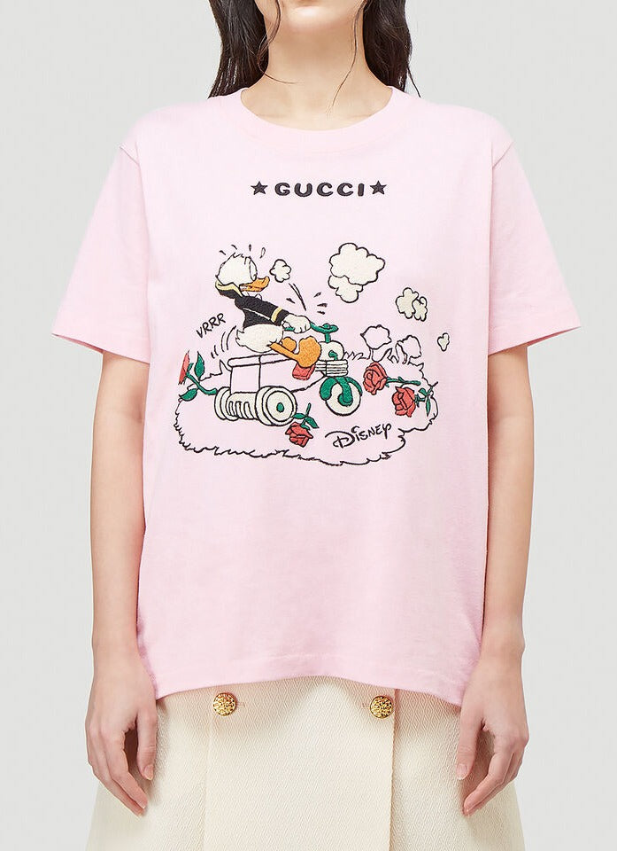 GUCCI NEW Donald Duck Disney X Gucci Pink T-Shirt Size M