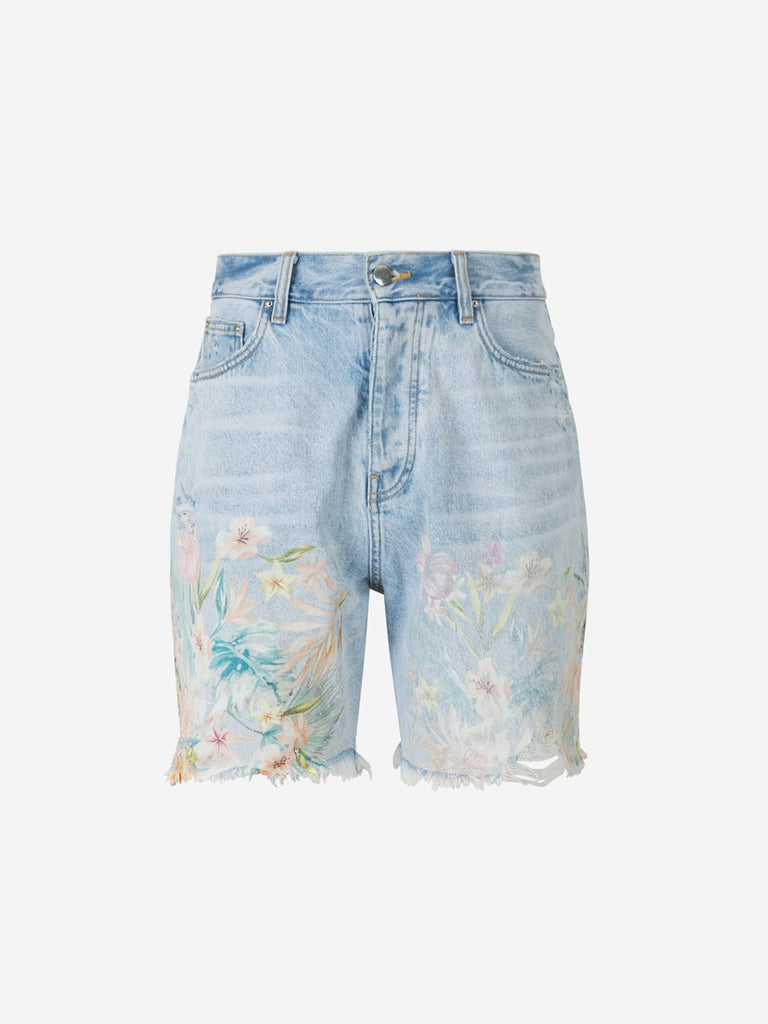 Amiri Floral Print Shorts In Blue