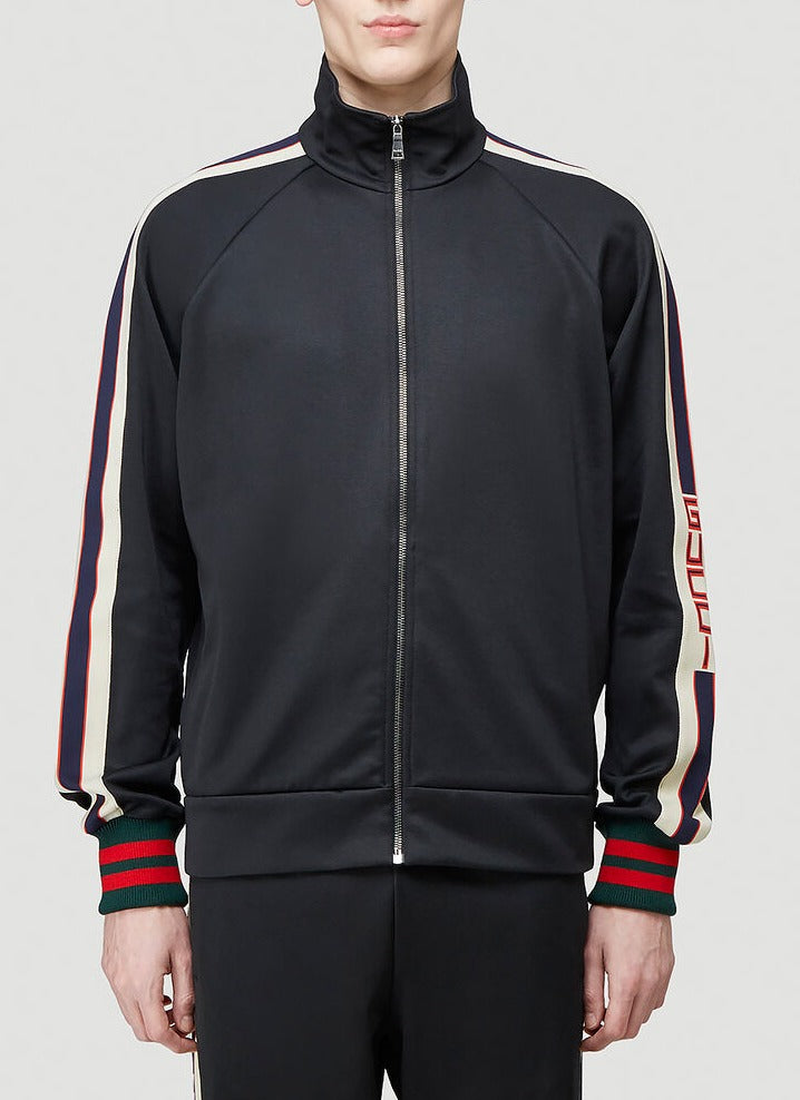 Gucci Logo Tape Technical Jersey Track Jacket In Black | ModeSens