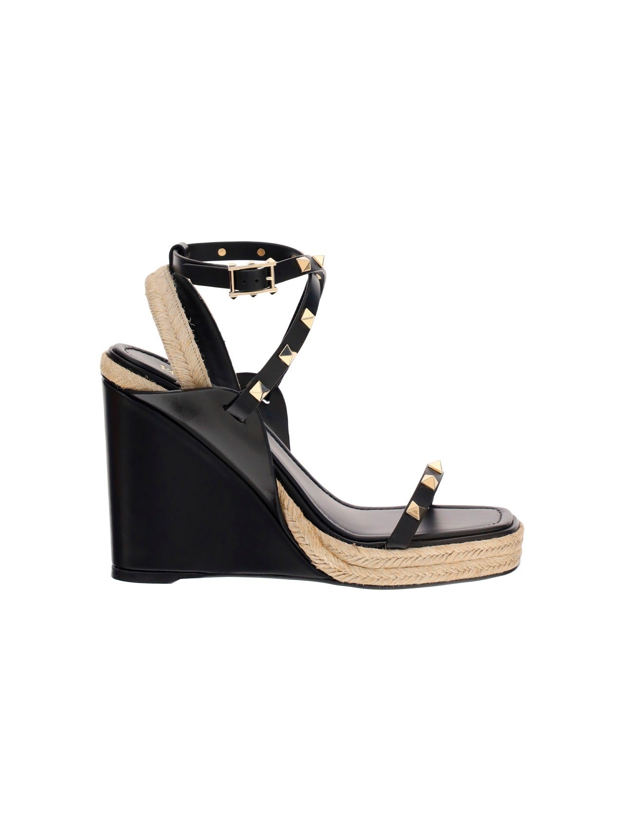 Valentino Garavani Rockstud Wedge Sandals In Black