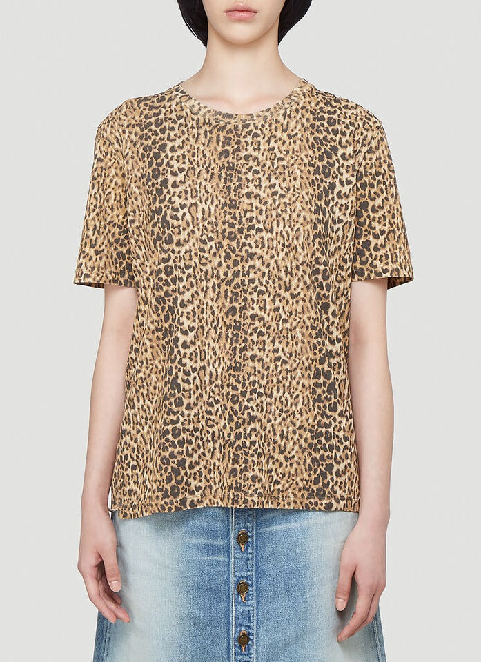 SAINT LAURENT SAINT LAURENT LEOPARD PRINT CREWNECK T