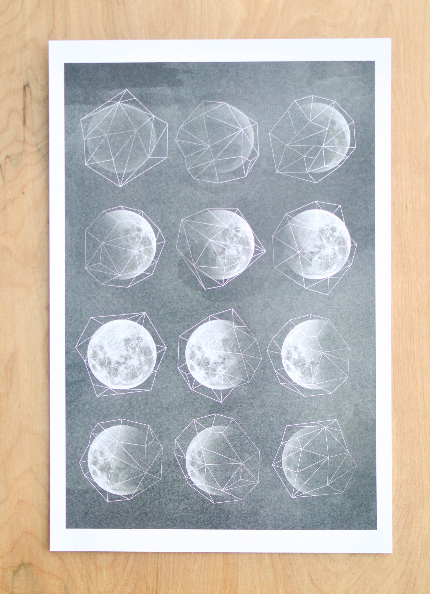 Geometric Moon Phases Print