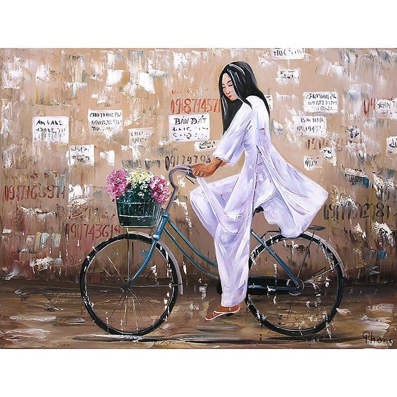 Cảm giác của bạn khi nhìn thấy một bức tranh sơn dầu về xe đạp trong mưa sẽ là gì? Chắc chắn sẽ rất đặc biệt và tuyệt vời như thực tế. Hãy chiêm ngưỡng bức tranh này và thưởng thức công phu của nghệ thuật sơn dầu.