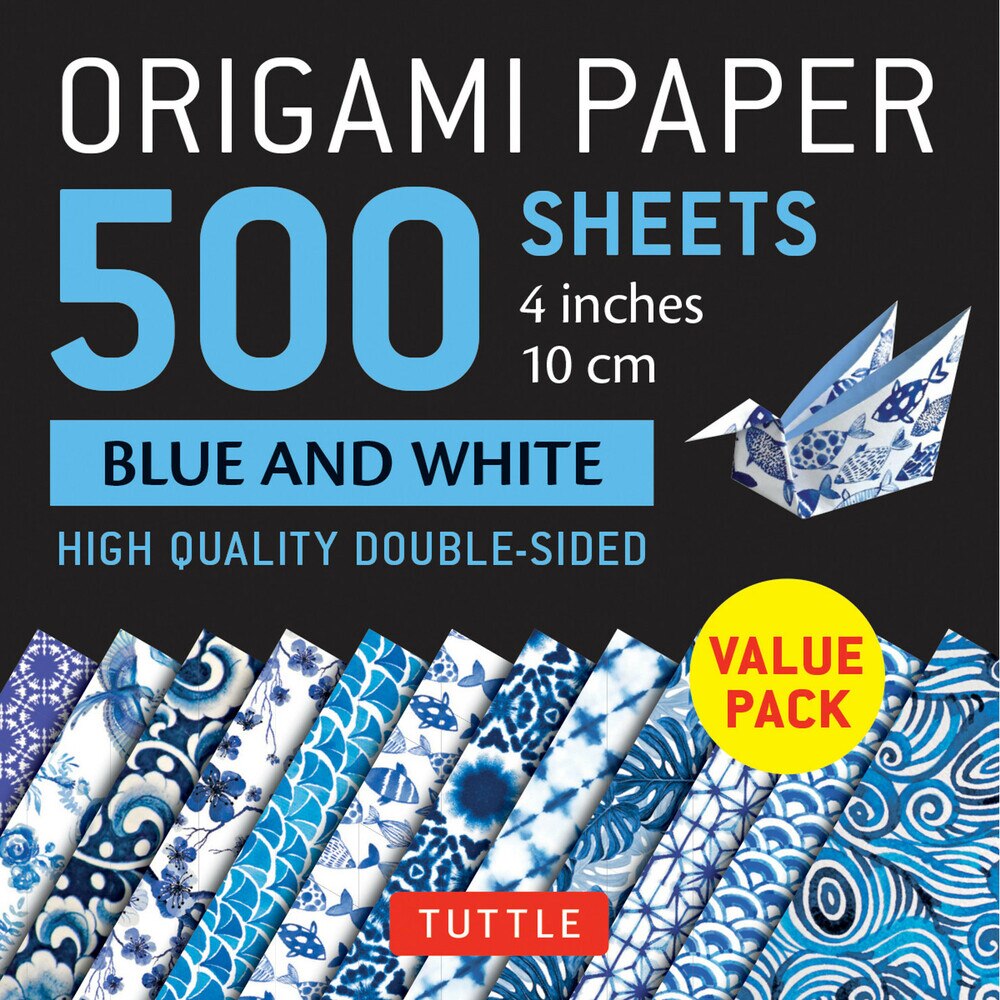 500 Sheets Blue and White Patterns Origami Paper