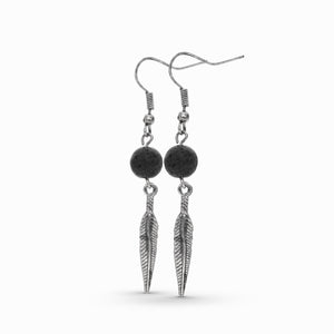 Lava Stone Feather Earrings