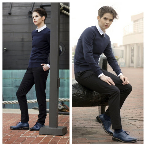 Alex Perry models the Downtown Dappers in blue - photography by Gryfeathr photography. 