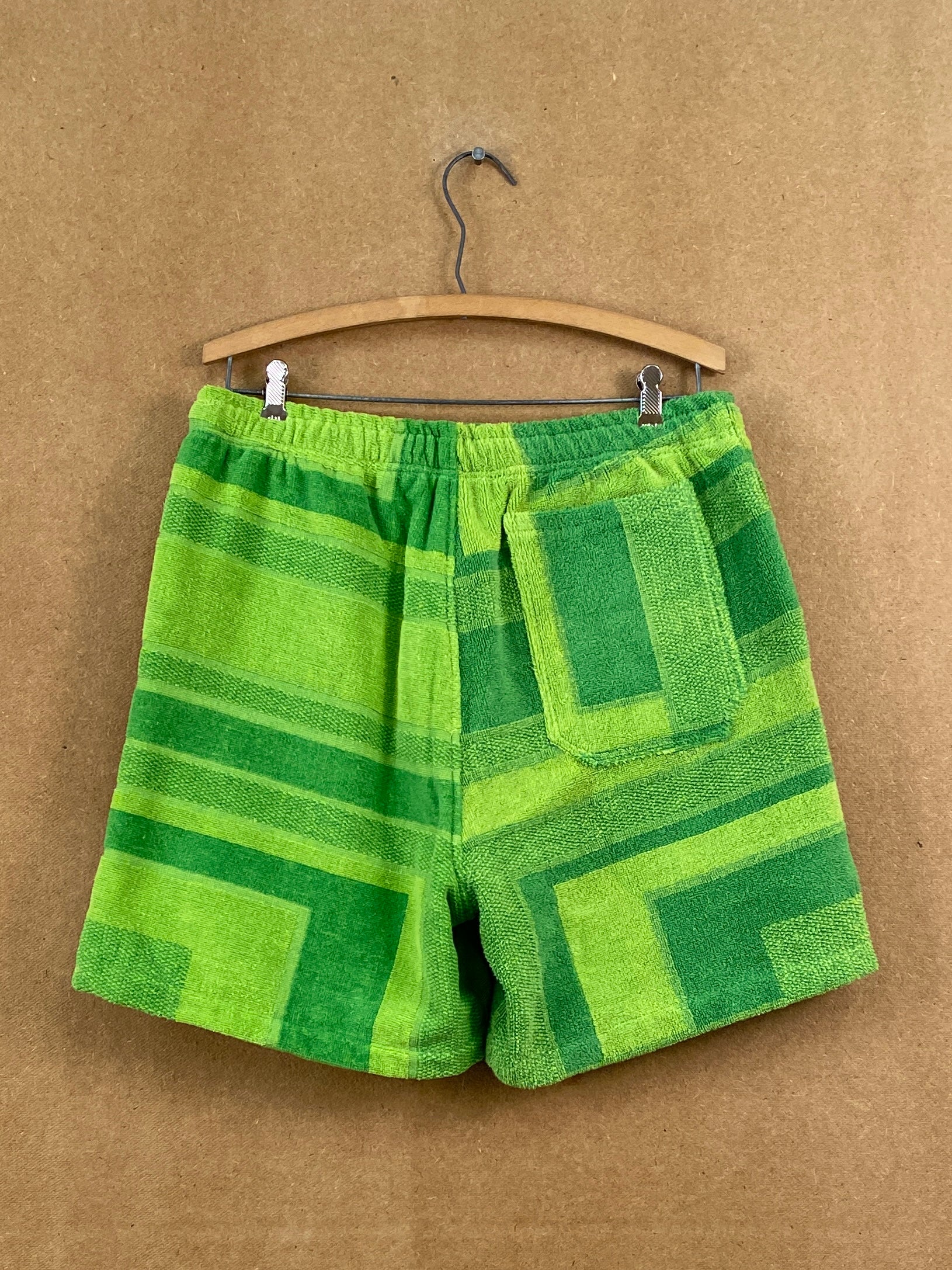 Lime Stripe Towel Rugby Shorts - S/M