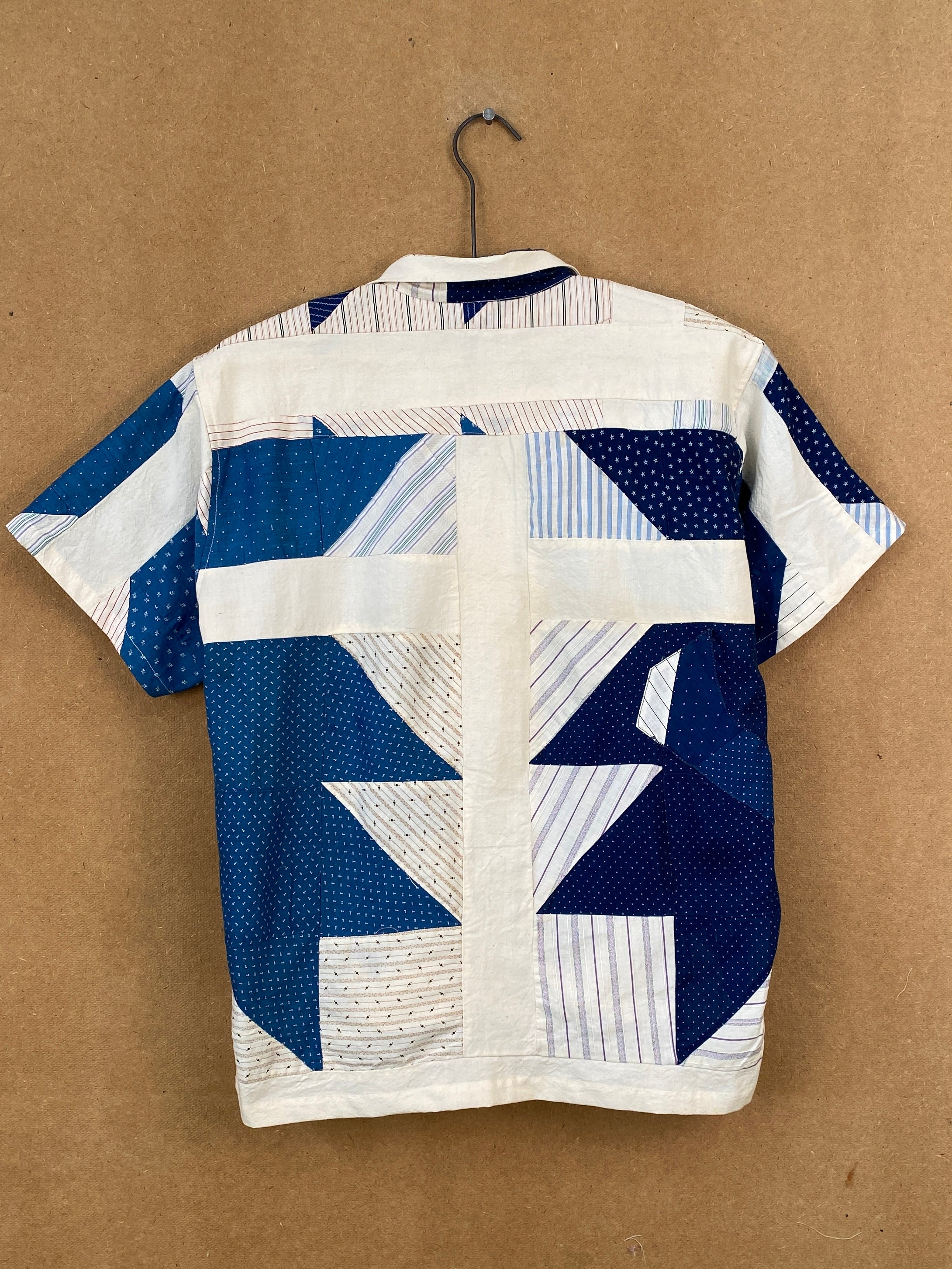 Indigo Stripe Patchwork Shirt - S/M