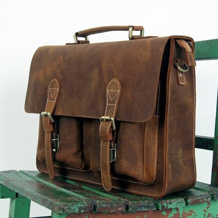 leather briefcase messenger bag