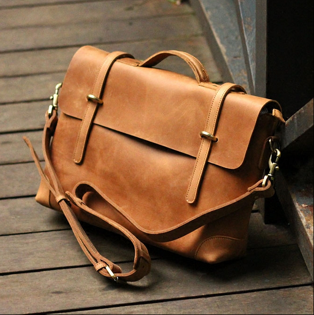 handmade leather laptop bag