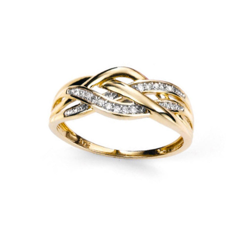 Celtic Weave Ring with Diamonds in Gold - Tappit Hen ...