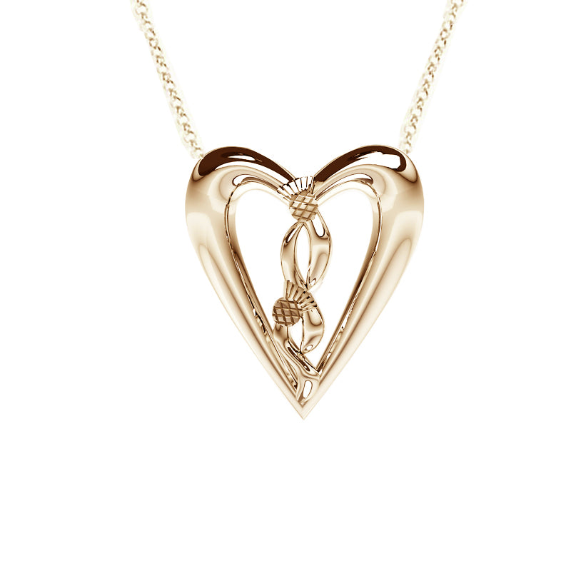 Edinburgh Celtic Thistle Heart Necklace in Yellow Gold – Tappit Hen ...