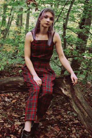 tartan eva jumpsuit vintage remade reworked