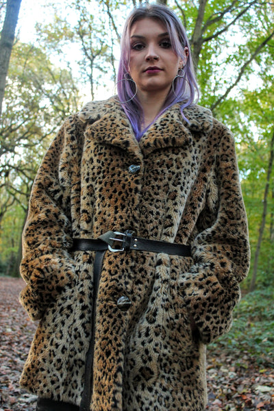 fur coat leopard print vintage button up autum winter