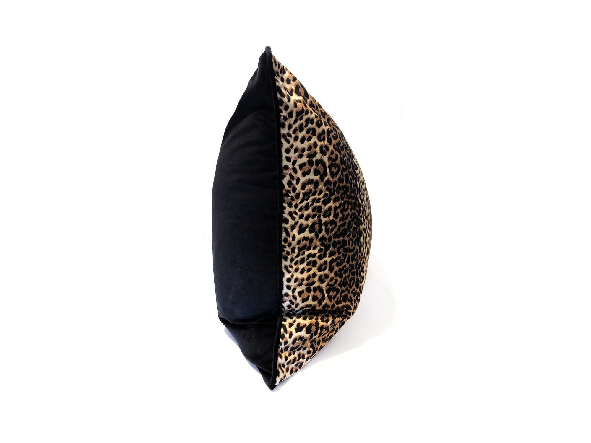 26" x 26" Pillow in Leopard with Black Velvet