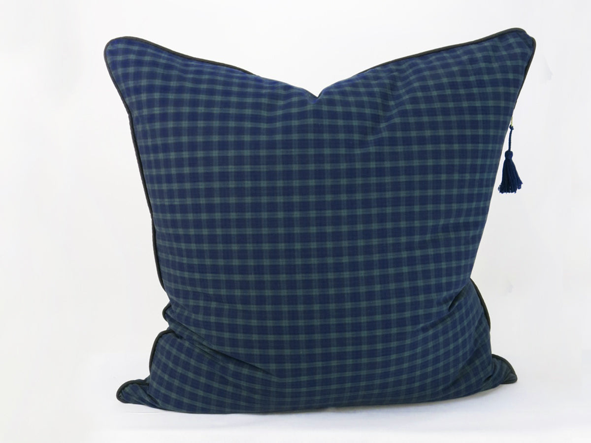 navy plaid pillow