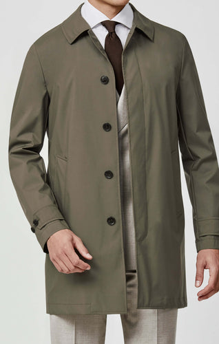 made to measure Coat Olmetex taupe water repellent technical 