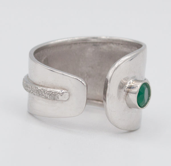 green agate silver ring adjustable silver ring green stone ring Santor ...