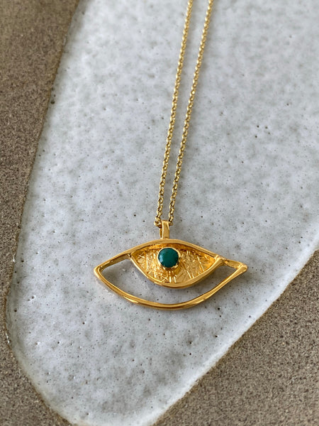 Evil eye necklace, evil eye with turquoise gemstone