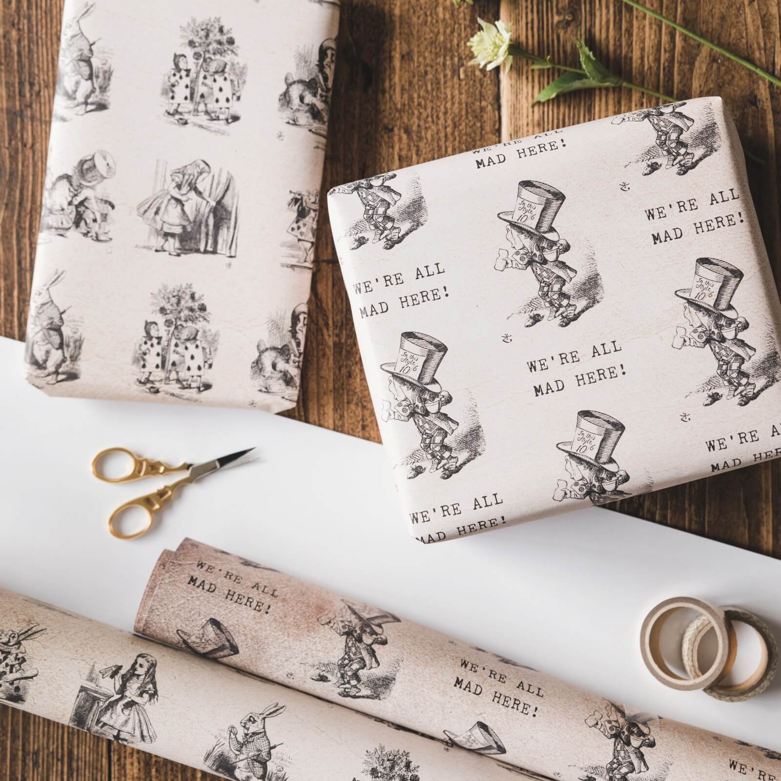 Alice in Wonderland Garden Party Premium Gift Wrap Wrapping Paper