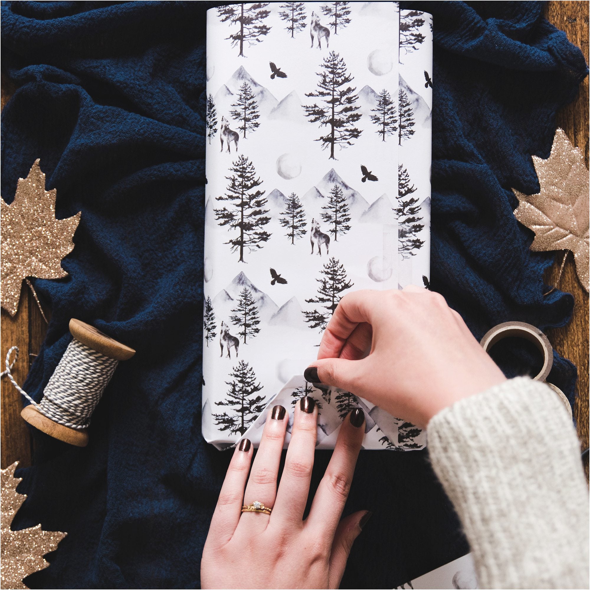 Winter Forest Christmas Gift Wrap - I am Nat Ltd