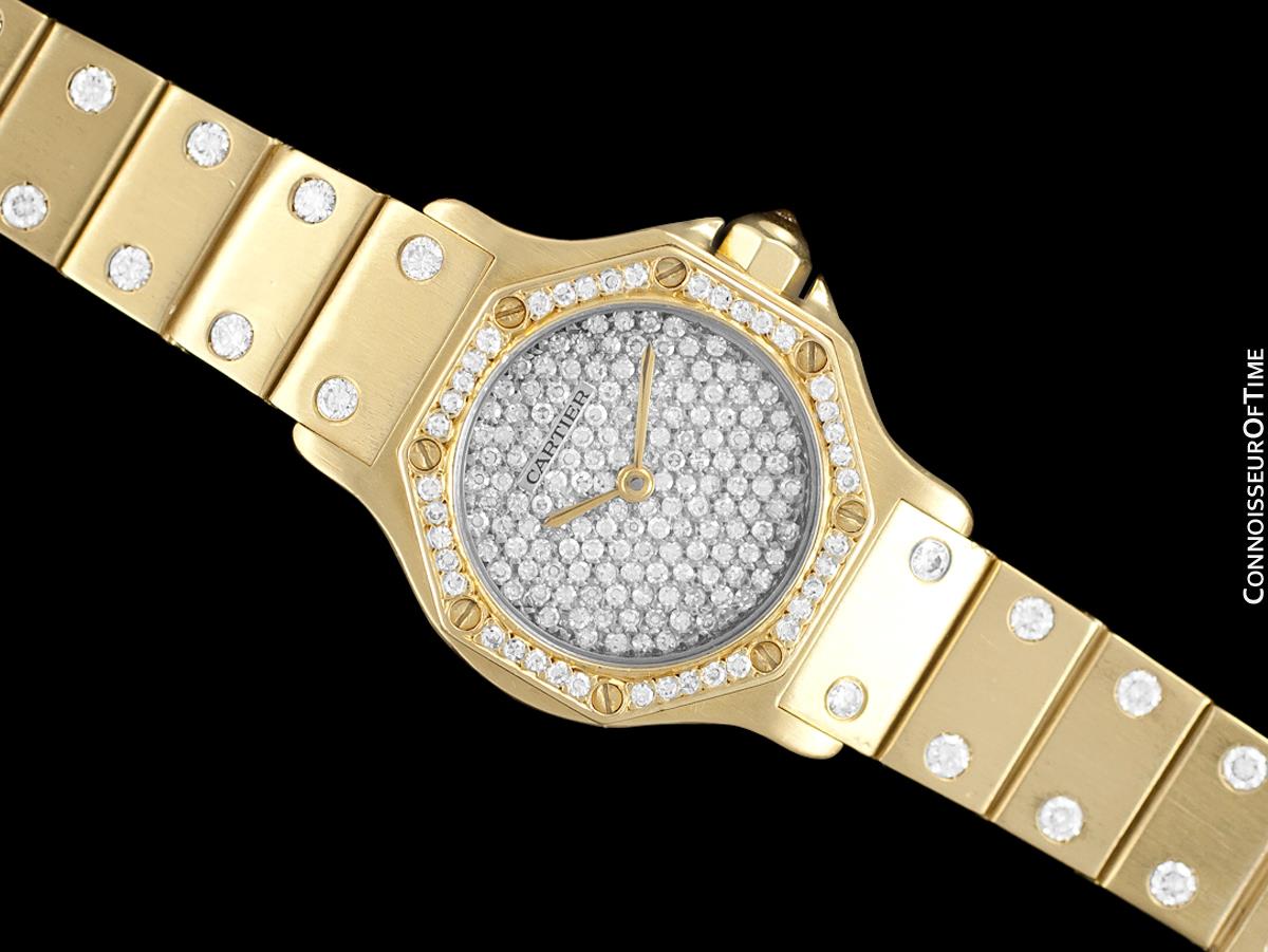 cartier octagon gold watch