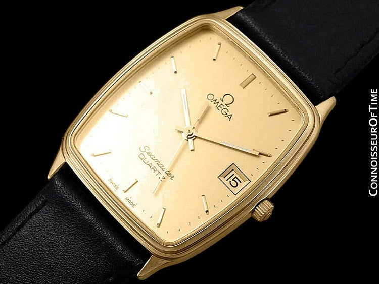 1980's Omega Seamaster Vintage Mens Midsize Quartz Watch - 18K