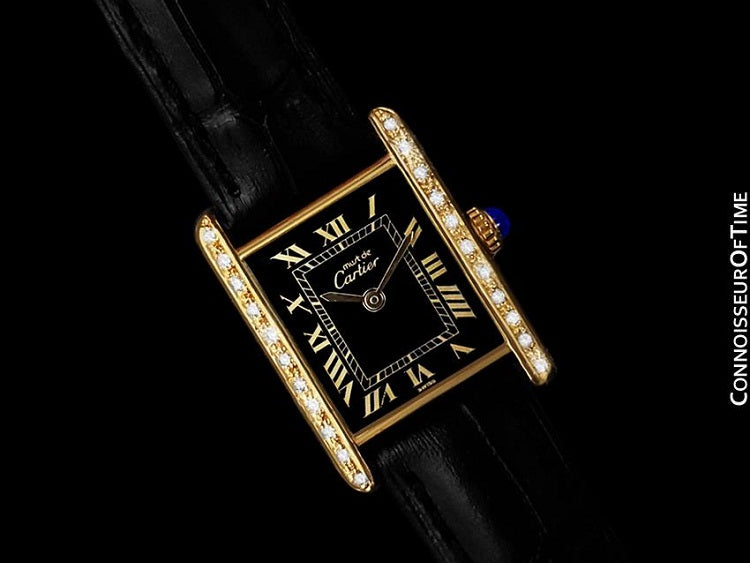 cartier vermeil 18k gold mens vintage watch