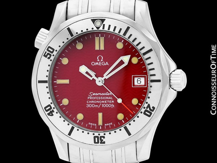 Omega Seamaster Midsize 300M Red Professional Divers Stainless