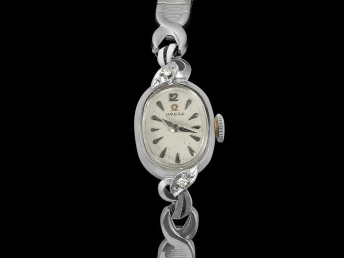 1956 Omega Vintage Ladies Watch - 14K White Gold & Diamonds