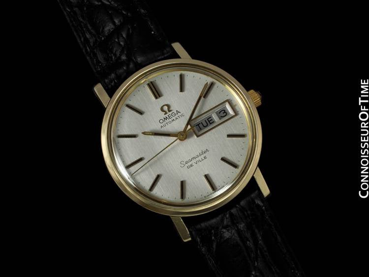 c. 1976 Omega Seamster DeVille Mens Watch, Automatic, Quick-Set Day & Date  - 14K Gold Filled