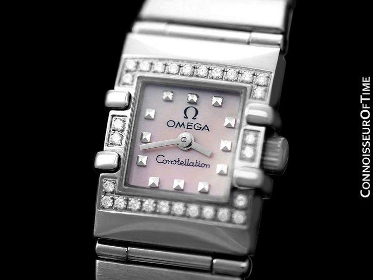 Omega Ladies Constellation Quadra Watch - Stainless Steel & Original Omega  Factory Set Diamonds