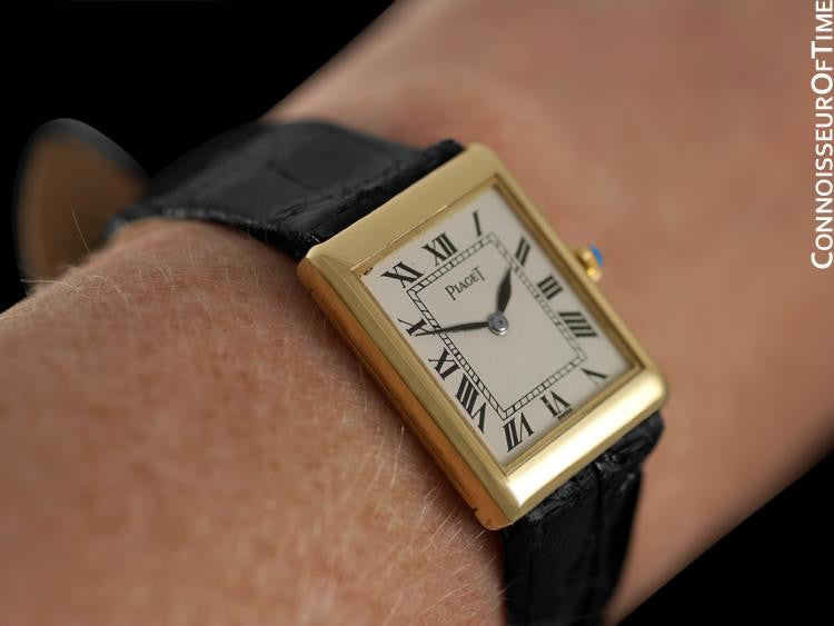 1980 Piaget Ladies / Midsize Vintage Rectangular Handwound Watch - 18K ...