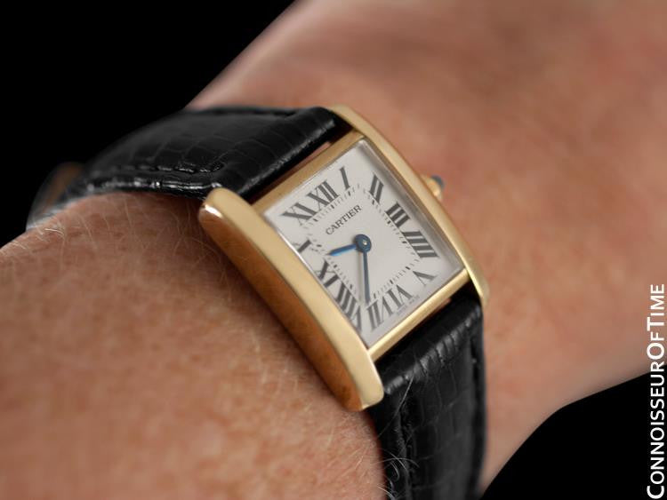 cartier tank francaise gold leather strap