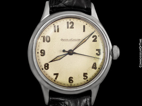 1946 Jaeger LeCoultre Vintage Mens Watch, Waterproof, Military Style - Chrome & Stainless Steel