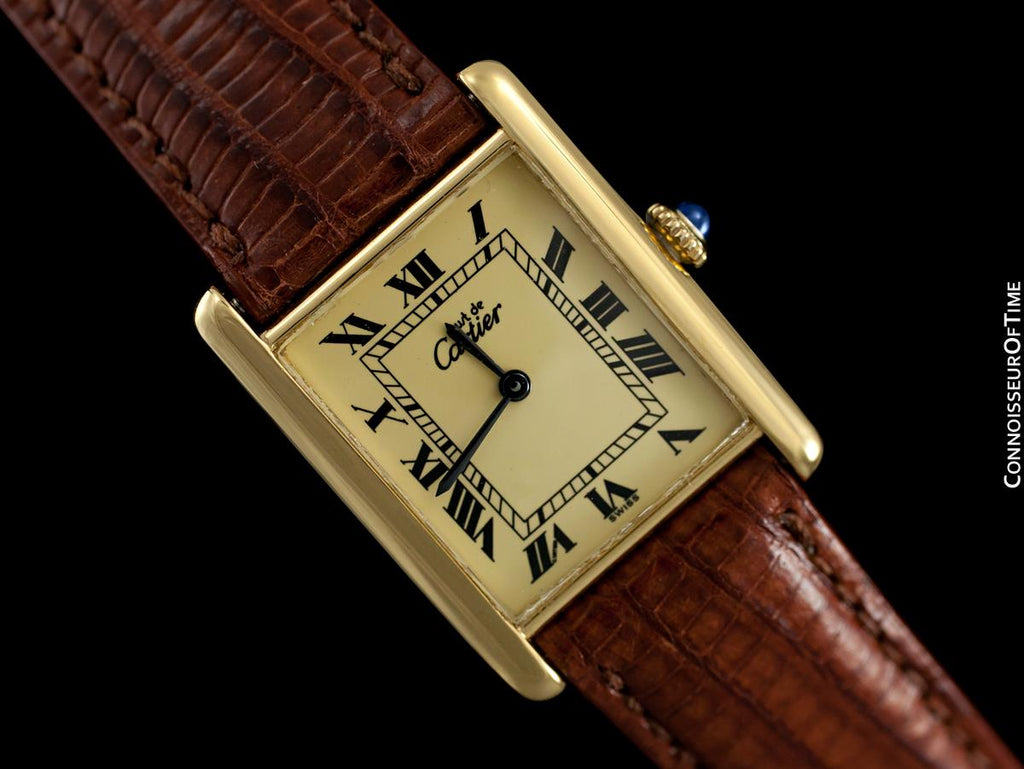 Cartier Vintage Mens Tank Mechanical Watch - Gold Vermeil, 18K Gold ov ...