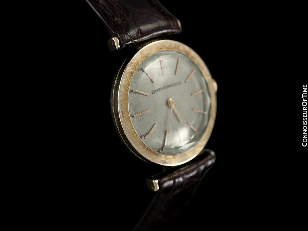 1961 Girard Perregaux Vintage Mens Midsize Modernist Watch 14k Gold Connoisseur Of Time