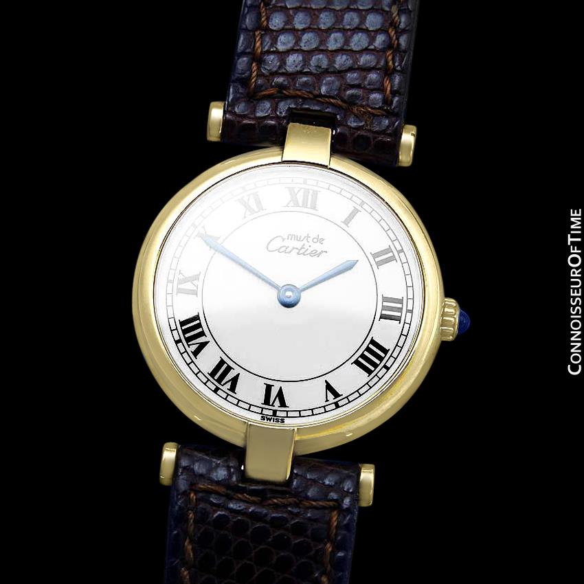 cartier must de cartier 18k gold vermeil ladies watch