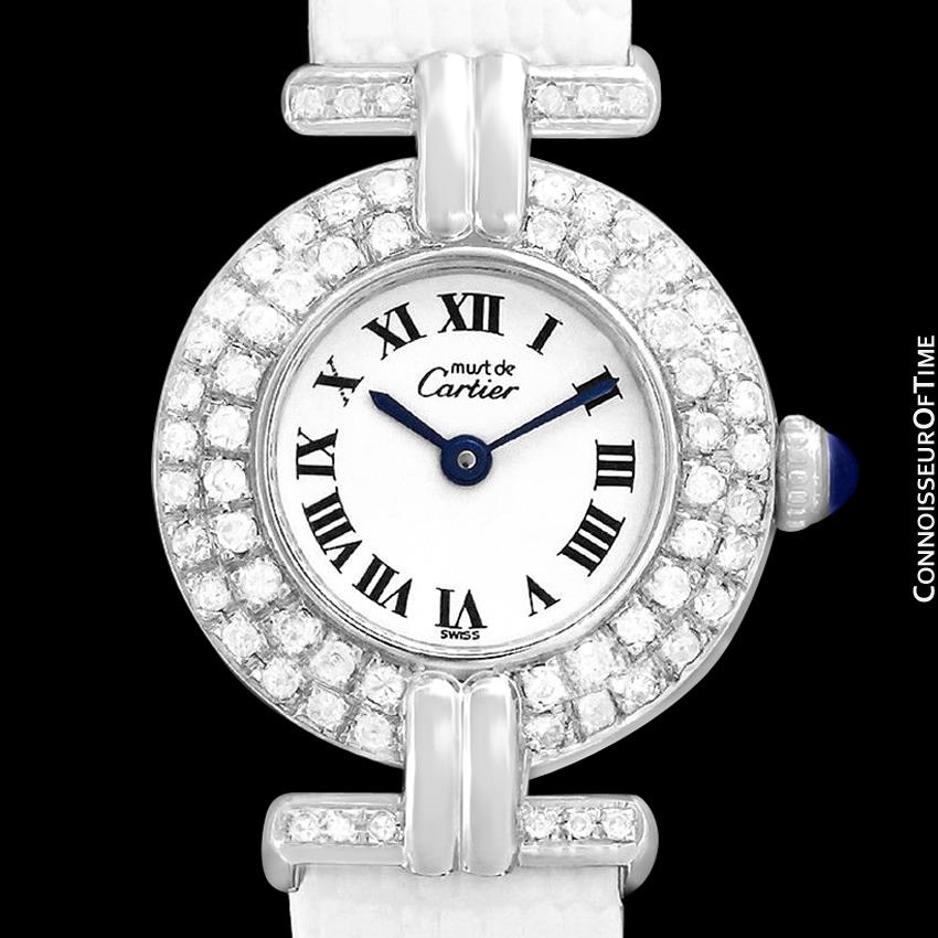 Cartier Colisee Ladies Vendome Vermeil Watch - 18K White Gold over Ste ...