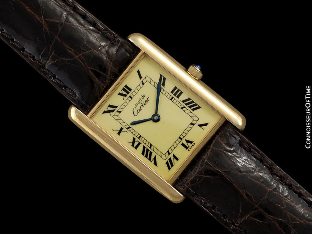 Cartier Vintage Mens Tank Quartz Watch - Gold Vermeil, 18K Gold over S ...