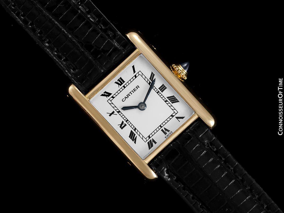 Cartier Cream Diamonds 18K Yellow Gold Tank Louis 1360 Women's Wristwatch  15 MM Cartier