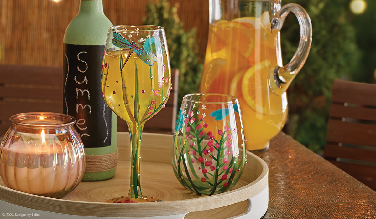 Dragonfly Hand Painted Wine Glass