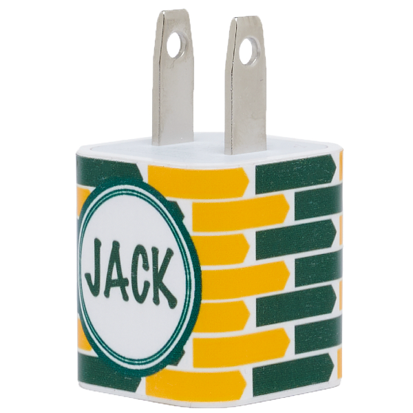 Monogram Green Gold Stack Arrows Phone Charger - Classy Chargers