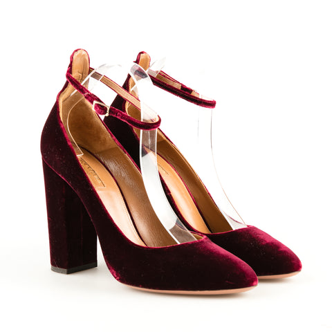 Aquazzura 'Alix' Velvet Block Heel Pump 