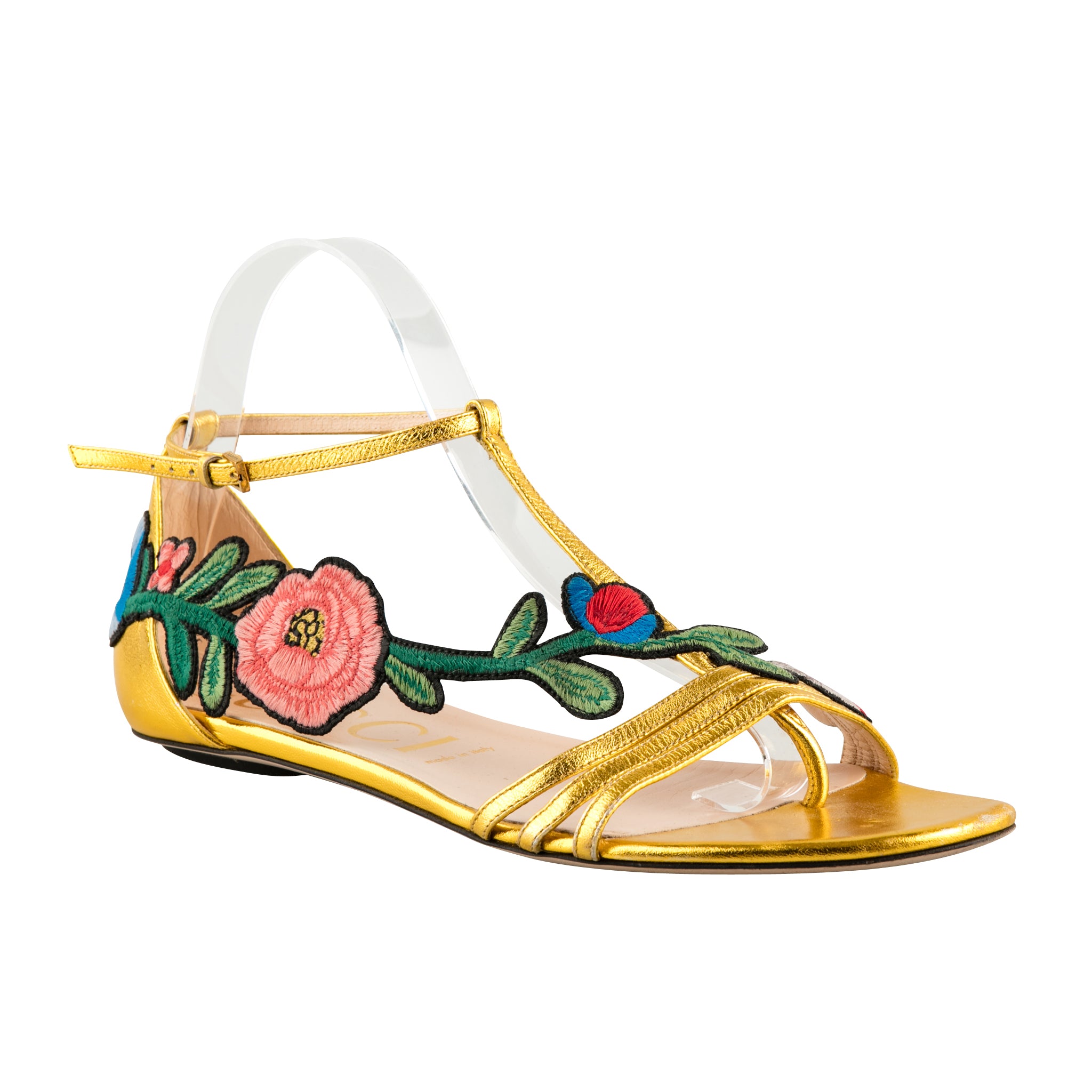 gucci gold flat sandals