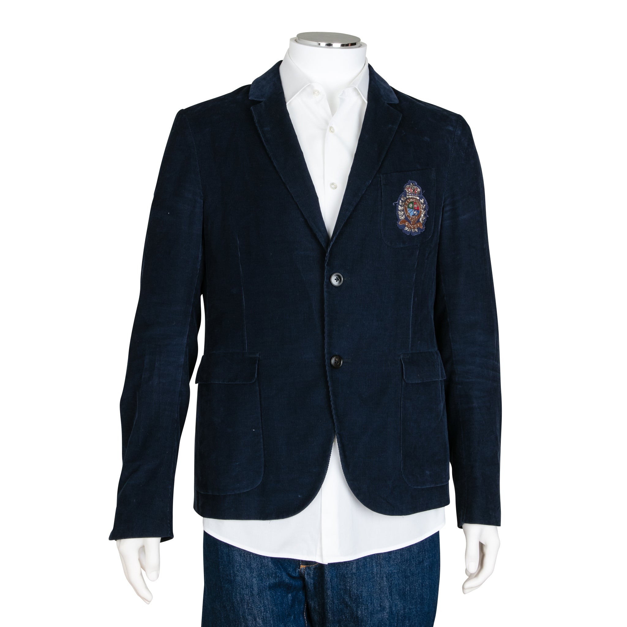 Gucci Navy Blue Corduroy Blazer Jacket 